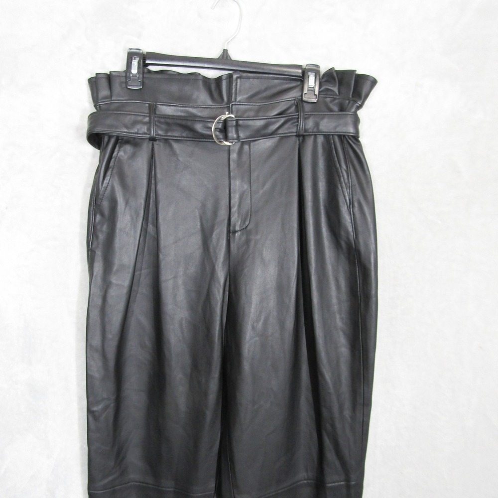 Blank NYC Faux Leather Paper Bag Waist Trousers Women's Size 31 Black Pants - Picture 3 of 13